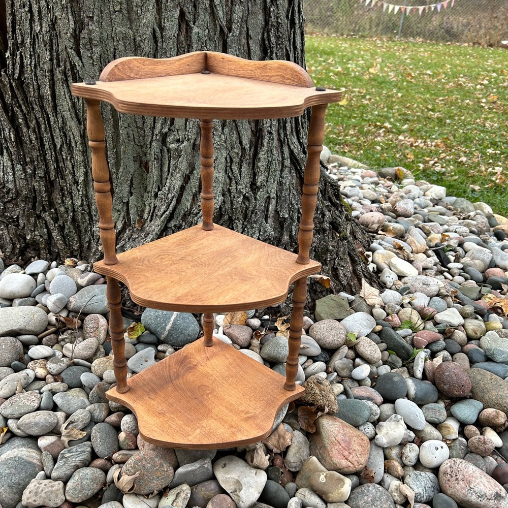 Vintage corner shelf, wooden corner shelf